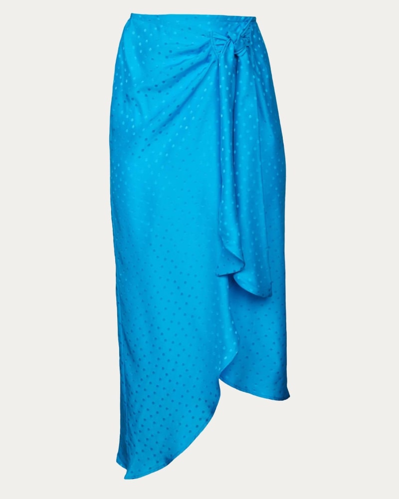 Front of a size L Skirt in Turquoise Jacquard in Turquoise Jacquard by Art dealer.. | dia_product_style_image_id:339798